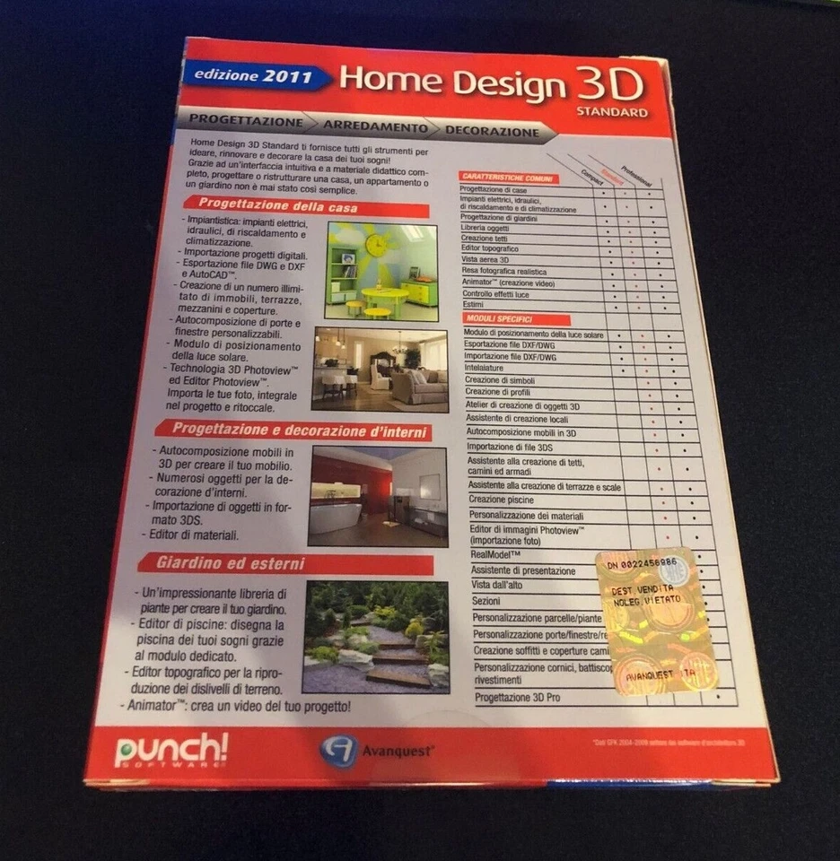 PUNCH! SOFTWARE HOME DESIGN 3D STANDARD EDIZIONE 2011 BOX IN ITALIANO nuovo - Image 2 of 2