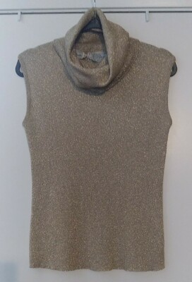 Lady Fantastik Womans Top-Sz.lg,Sleeveless,Cowl Collar, Beautiful Shimmery Gold,