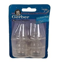 Vtg Gerber Bottle Nipples 78046 Medium Flow Clear Silicone Nipples 1997 - 6 pack