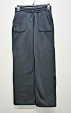 Under Armour Womens Black Straight Leg Drawstring Waist Casual Running Pants