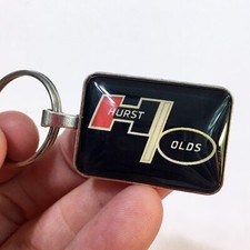 Vintage Hurst Olds Emblem Badge Decal Reproduction  Keychain 1" X  1.25"