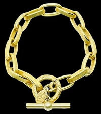 Catherine Popesco Gold Tone Heavy French Link Statement Bracelet Made In France