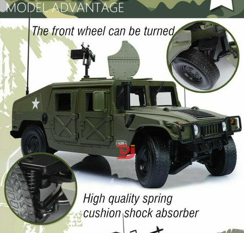 1/18 Diecast Military Hummer H1 Models Toys Armored SUV Tactical Vehicle Cars - Picture 4 of 12