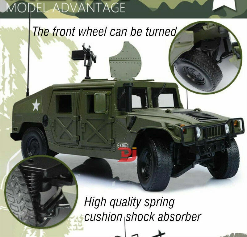 1/18 Diecast Military Hummer H1 Models Toys Armored SUV Tactical Vehicle Cars - Image 4 of 4