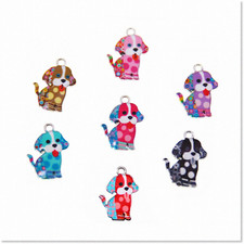 35 Pcs Mixed Color Cute Dog Printed Charm Alloy Enamel Animal Charms for Jewelry