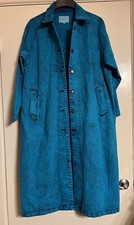 Sundance Denim Jacket  Duster Turquoise Teal Acid Washed Duster Large L Usa