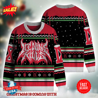 Ice Nine Kills Big Logo Holiday 2024 Horrorday Knitted Ugly Christmas Sweater