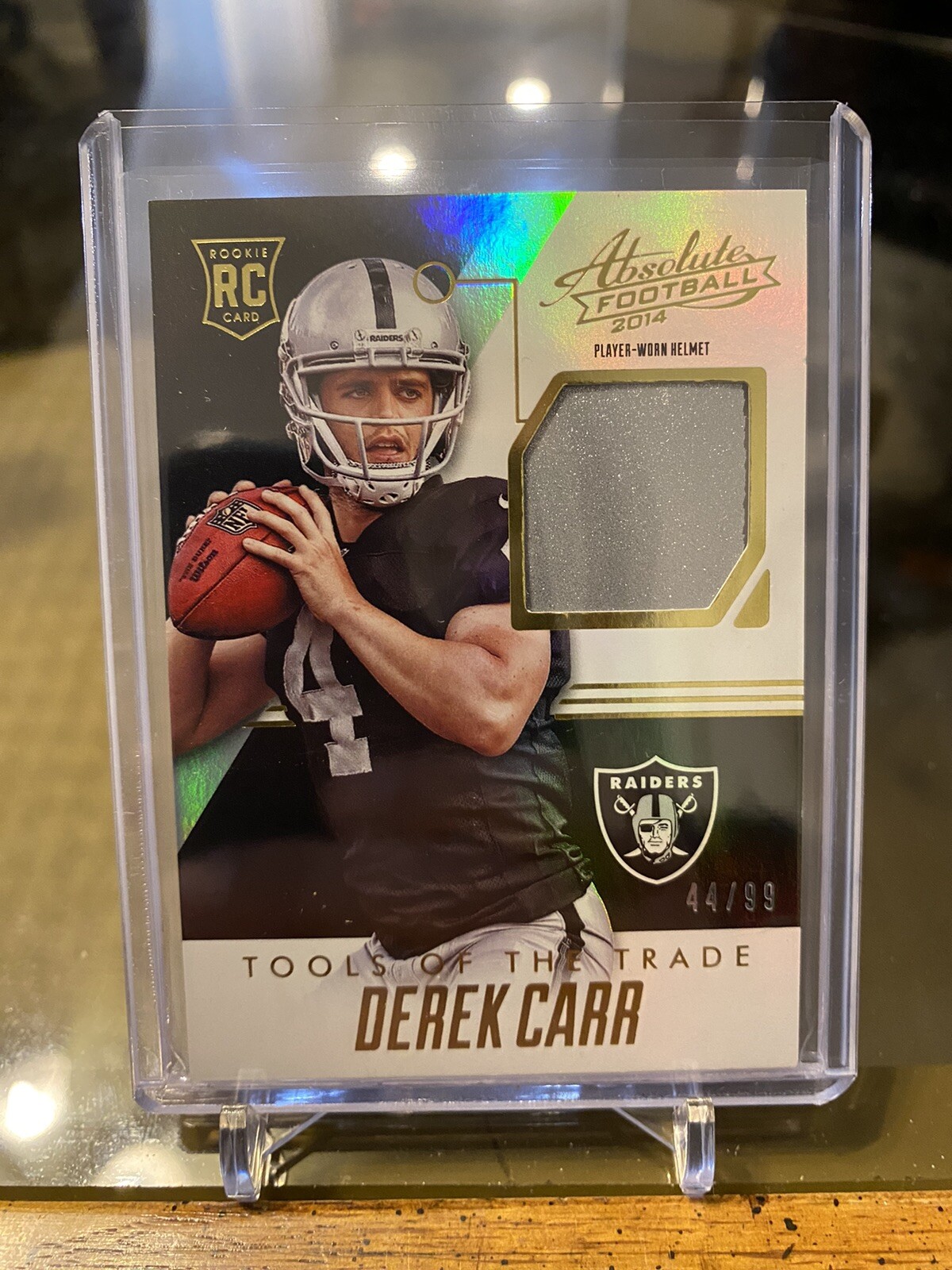 Derek Carr Panini Absolute Tools of the Trade Rookies #DC Helmet