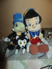 Lot of 3 Disney Pinocchio Plush Pinocchio Jimminy cricket and Figaro