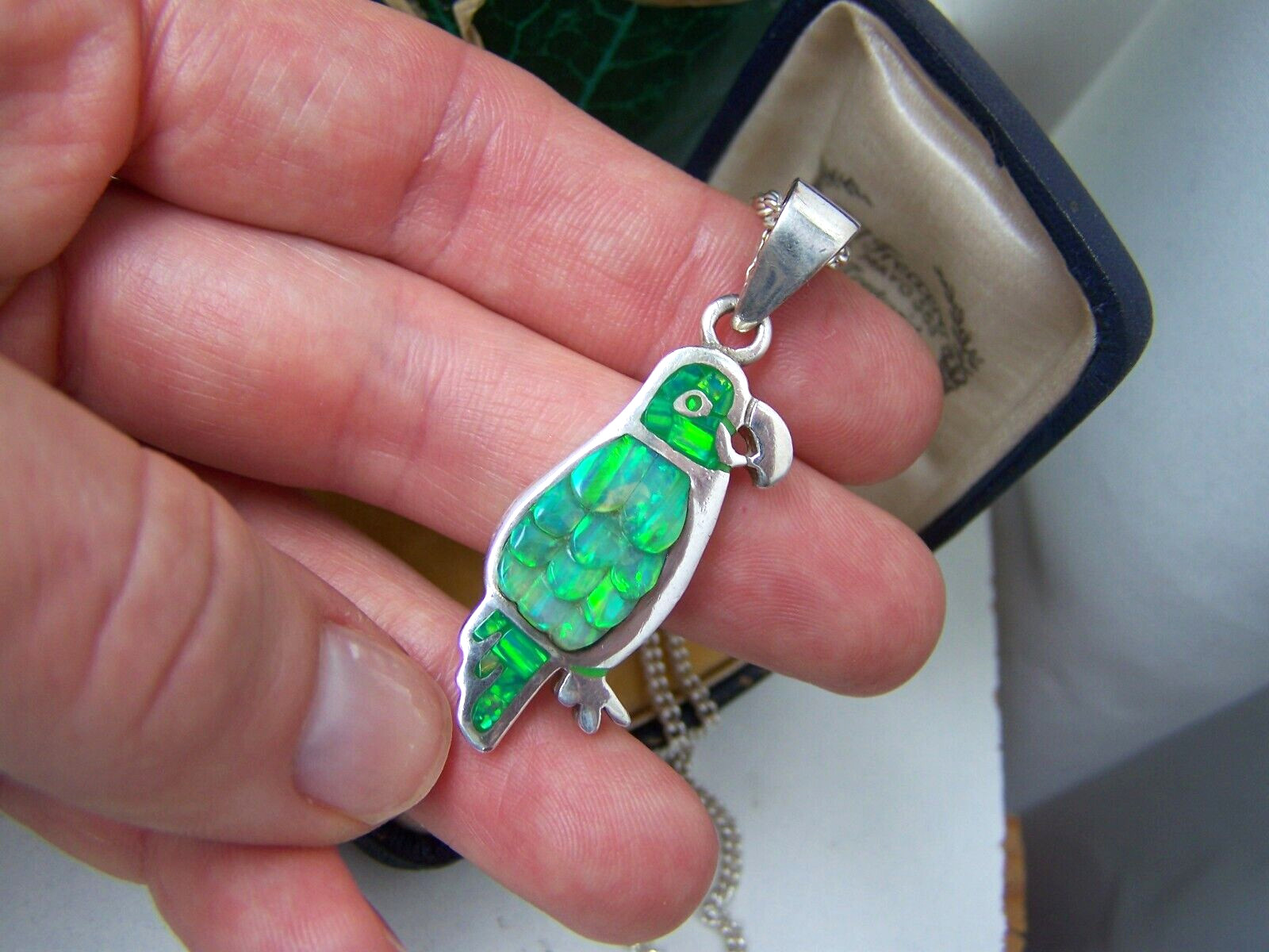 VINTAGE 950 SOLID STERLING SILVER OPAL DOUBLET PA… - image 6