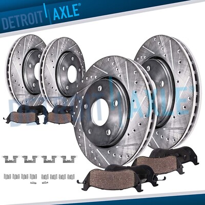 Front Rear Drilled and Slotted Rotors Ceramic Pads Kit for 2007-2015 Mazda CX-9