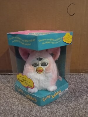 Vintage 1999 Tiger Electronics Baby Pink Furby Baby Blue Hair NEU versiegelt