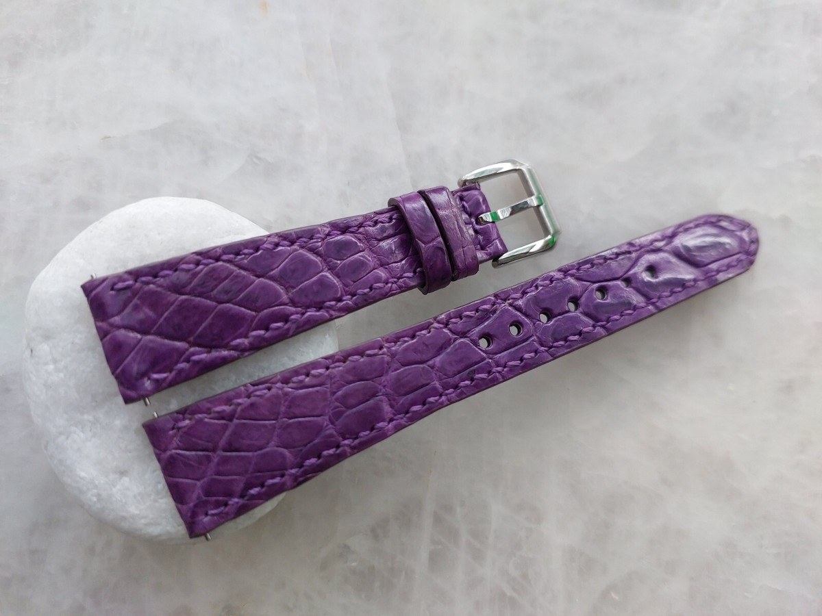 FOR SMALL WRIST 18mm/14mm Purple Alligator Crocodile Print  display picture 1