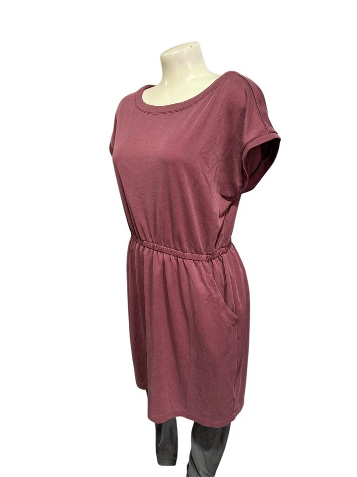 Nicole Miller Women's Mauve Dress Size L Crewneck Short sleeve Ruched Waist - Image 2 of 4