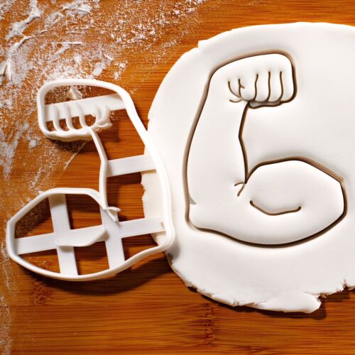 Flexed Bicep cookie cutter - weight training sports, exercise fitness gym muscle - Imagen 1 de 3
