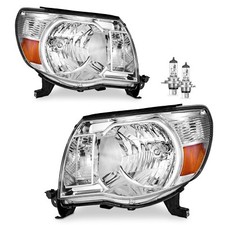 Headlights For 2005-2011 Toyota Tacoma Chrome Headlamps W Bulbs Left Right