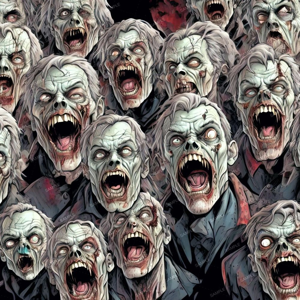 Cartoon Zombies - 18"x46" Hydrographic Film Hydro Dipping Dip Water Transfer