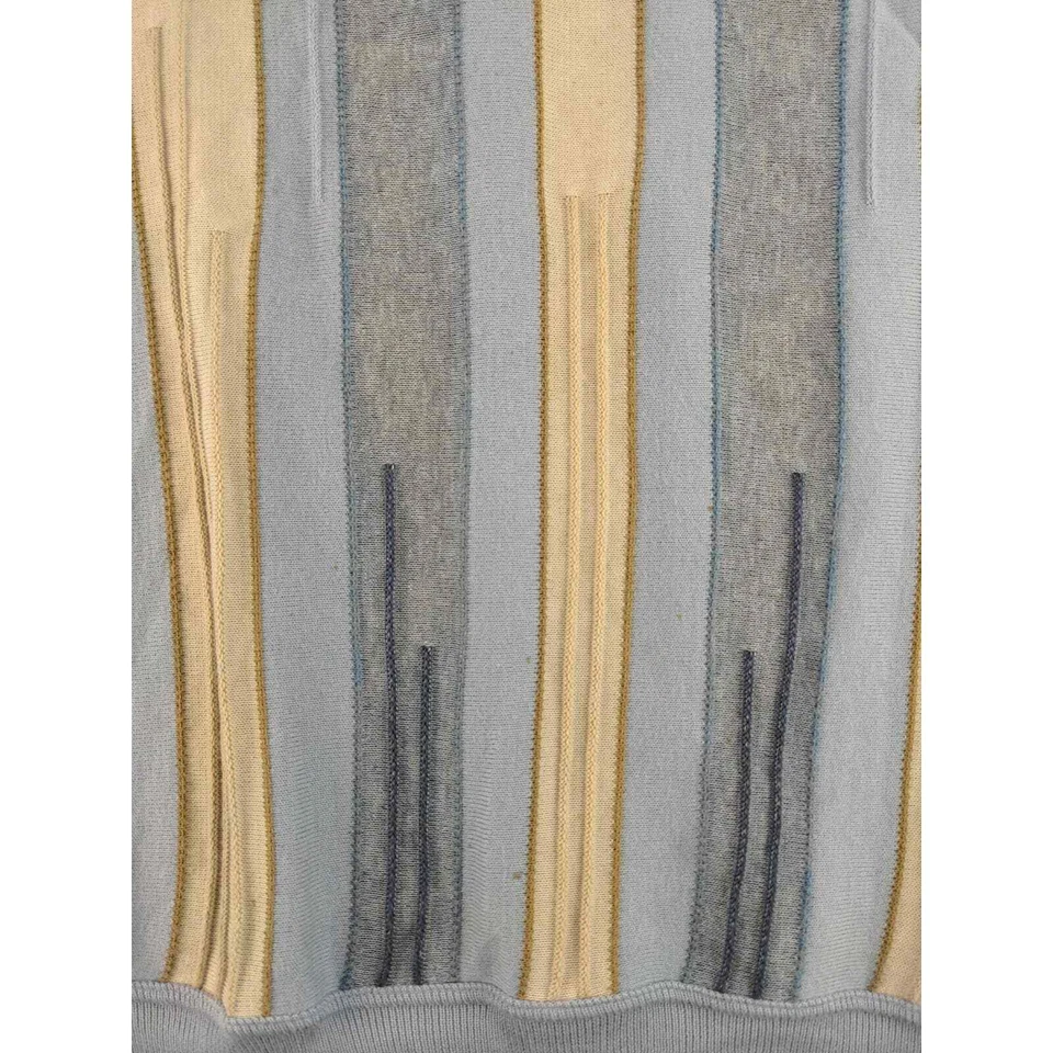 Suéter Para Hombres Montechiaro Cuello en V Talla M Pullover Azul Gris y Crema Hecho en Italia Foto 4 de 4