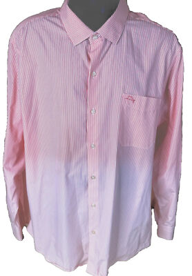 Tommy Bahama Shirt Men XXL 2XL Pink Stipe Rare Gradient Hombre Fade Pima Cotton