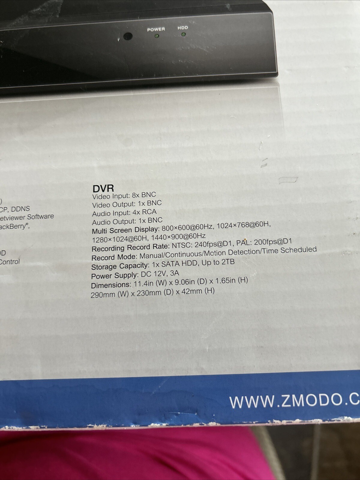 ZMODO -H9118 Surveillance Security 11tb 8 Channel H.264 Digital Video Recorder