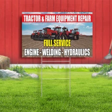 TRACTOR FARM EQUIPMENT REPAIR SERVICE ENGINE Indoor Outdoor Yard Sign with metal