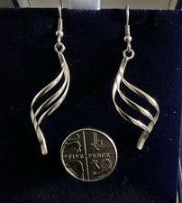 Silver 925 Drop Earrings Twirl Design Handmade At The Jewellery Company