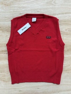 Unisex Iets Frans rote Strickweste XS V-Ausschnitt ärmellos Pullover Tank adrett neu mit Etikett £34