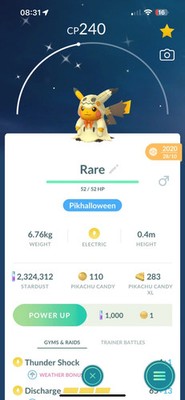 Pokemon Go Shiny Mimikyu Pikachu Kostüm Glück/SCHNELL/BESCHREIBUNG LESEN