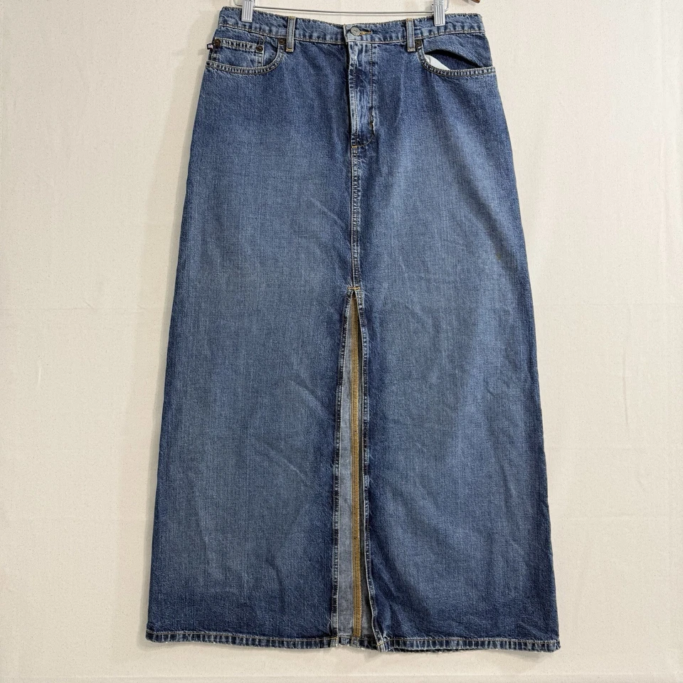 Polo Ralph Lauren Co Demin Falda Larga abertura para Mujer Talla 10 Bolsillos Azules *defecto Foto 2 de 4