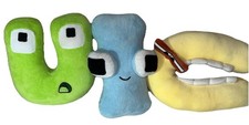 Lot of 3 Alphabet Lore 7" Plushies I, U, V Green Blue Yellow