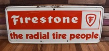 Vintage Firestone Radial Tire People Advertising Gas Oil Service Station Sign