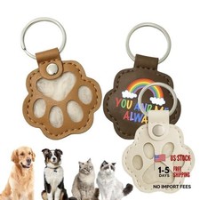 3PC Pet Hair Keepsake Keychain, Leather Paw Pet Remembrance for Dogs  Cats,