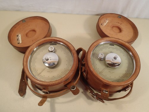 Vintage Surveying Altimeter Lot of 2 Leather Case American Paulin Model SA-1 USA