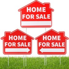   3 Pack Home For Sale Signs with Metal Stakes, 17"x13" Double-Sided Weatherpr...