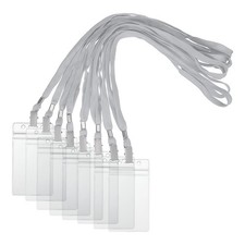 30 Set Name Tag Holders with Lanyard for Office, Gray 3x2 Inch 