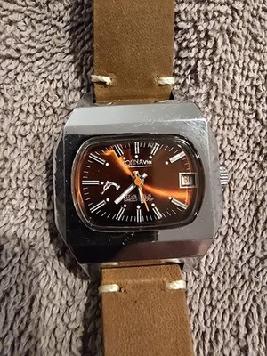 CORNAVIN 17 JEWEL VTG DOLPHIN DIAL MENS MANUAL WIND WATCH BEAUTIFUL Brown DIAL
