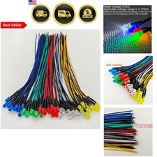 LED Lights 50pcs 5mm Red Yellow Green Blue White Diffused 12VDC Prewired