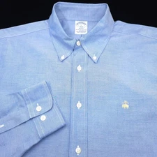 Brooks Brothers Shirt Mens L Regent Oxford Button Blue Golden Fleece