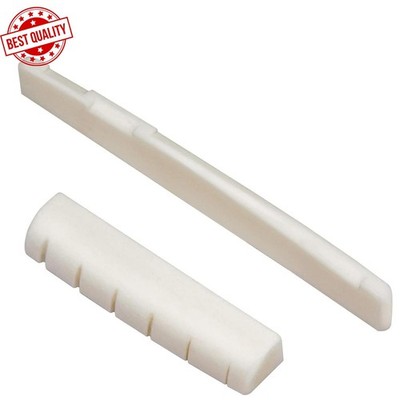 6 String Acoustic Guitar Bone Bridge Saddle and Nut Made of Real Bone for Acoust