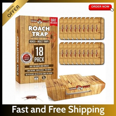 Roach Traps Indoor Sticky (18 Pack) - Glue Traps for Roaches Bug Traps with Roac