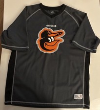 Dynasty Jersey Shirt Mens Medium Buttons MLB Baltimore Orioles Embroidered Gray