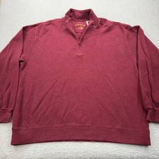 Orvis Mens XXL Burgundy Quarter Zip Pullover Sweatshirt Long Sleeve Cotton