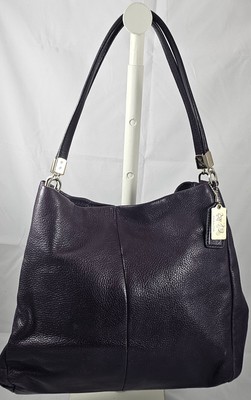 Coach Madison Phoebe Plum Pebbled Leather Shoulder Bag 26224 W/COA
