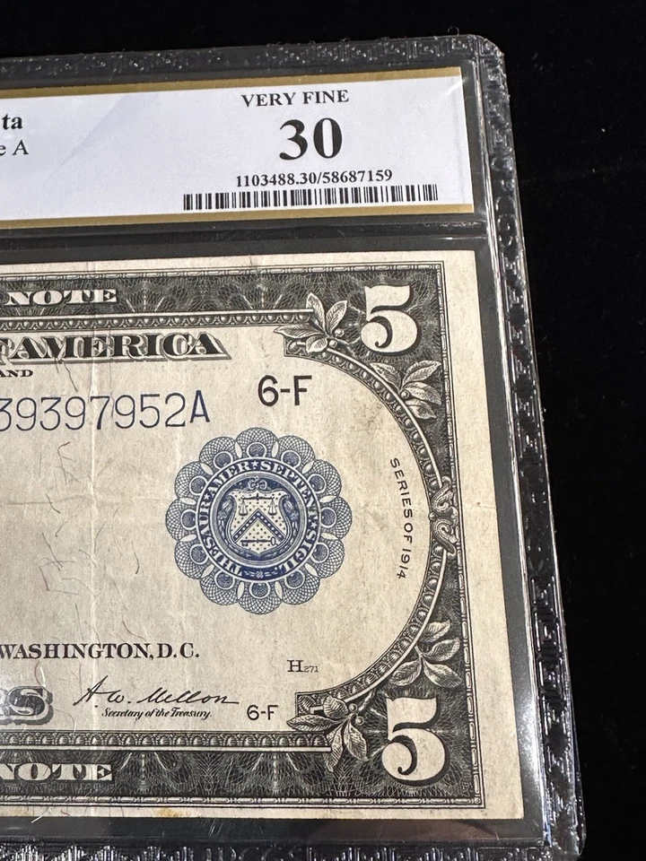 Fr.867A 1914 $5 Five Dollar Federal Reserve Note PCGS VF 30 - Image 2 of 4