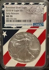 2018-W BURNISHED Silver American Eagle MS70 Flag Core EARLY RELEASES
