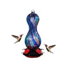 Hummingbird Feeder for Outdoors Hanging, Hand Blown Glass 24 OZ Cap... Fast Ship