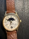 Vintage Timex Quartz Moon Phase Watch Gold Tone Case moonphase & date WORKING