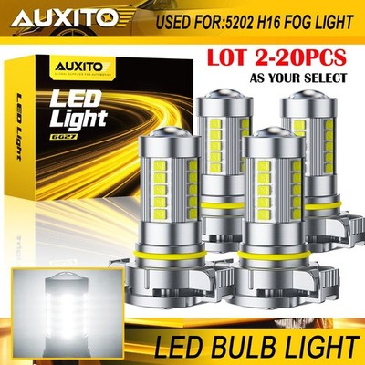 2-20X AUXITO 5202 H16 LED Fog Light Bulbs Driving DRL 6G27 White Super Bright ER
