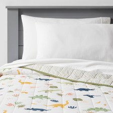 Full/Queen Dinosaur Poly Cotton Reversible Kids' Quilt - Pillowfort: Boys