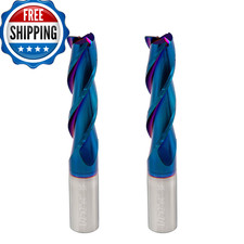 Yokishun 2 Pcs Spiral Cnc Router Bits 1/2 Inch Shank Square End Mill Extra Long